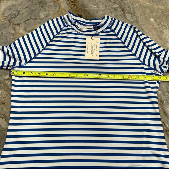 NWT CABANA LIFE Road Map RashGuard  UPF 50+ Stripped Blue Top XL - Picture 5 of 9
